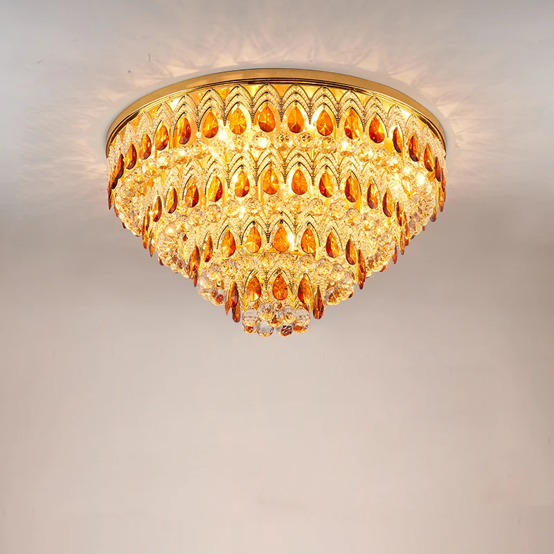 

Dimmable LED Golden Peacock K9 Crystal Lamparas De Techo 2024 Ceiling Chandelier Ceiling Lamp For Living Room Bedroom