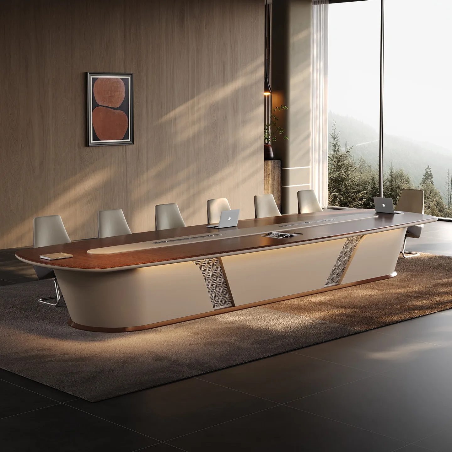 Large conference table Long table Simple modern office Meeting room High-end meeting room