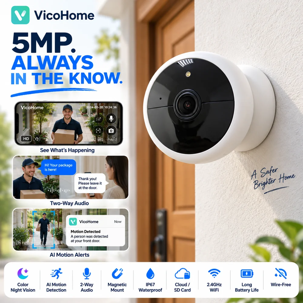 5MP Magnetic Battery Security Camera 2K Wireless WiFi Indoor Outdoor AI Motion Detection Home Surveillance