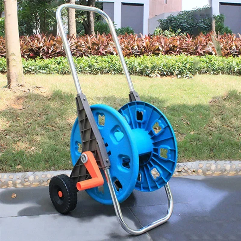 Portable Hand-Push Garden Hose Reel Cart, Light Duty Hose Trolley Rack, 30/50/80m Capacity Water Pipe Cart, Easy to Assemble