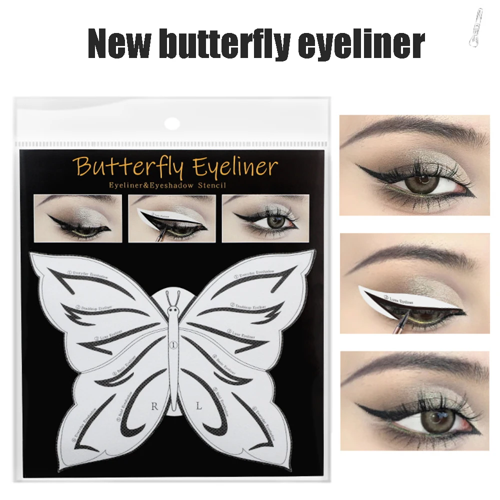 3pcs Butterfly Eye Make-Up Stencils Eyeliner DIY Eye Shadow Template Non-Woven Auxiliary Stickers Lazy Eyeliner Design Festival