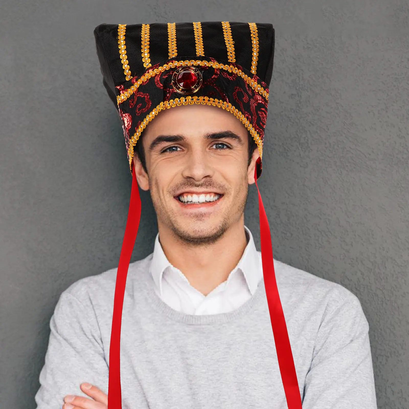 Authentic Period Hat Chinese Scholar Style Cloth Headgear for Cosplay Stage Performance Party Costume
