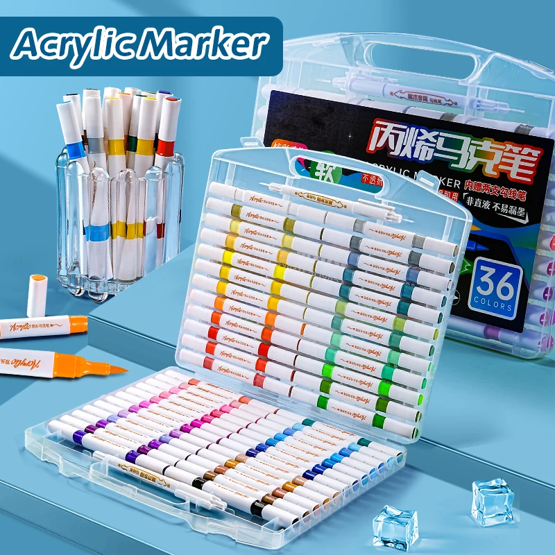 

Набор двусторонних треугольных акриловых маркеров для детей и студентов, непрозрачный и моющийся для рисования