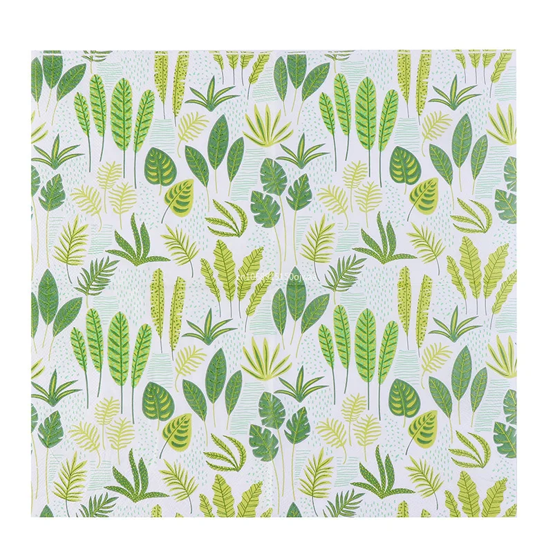 20Pcs/bag Eucalyptus Palm Leaves Table Decoupage Paper Napkins Green Plants Napkin Paper Tissue for Wedding Party Supplies