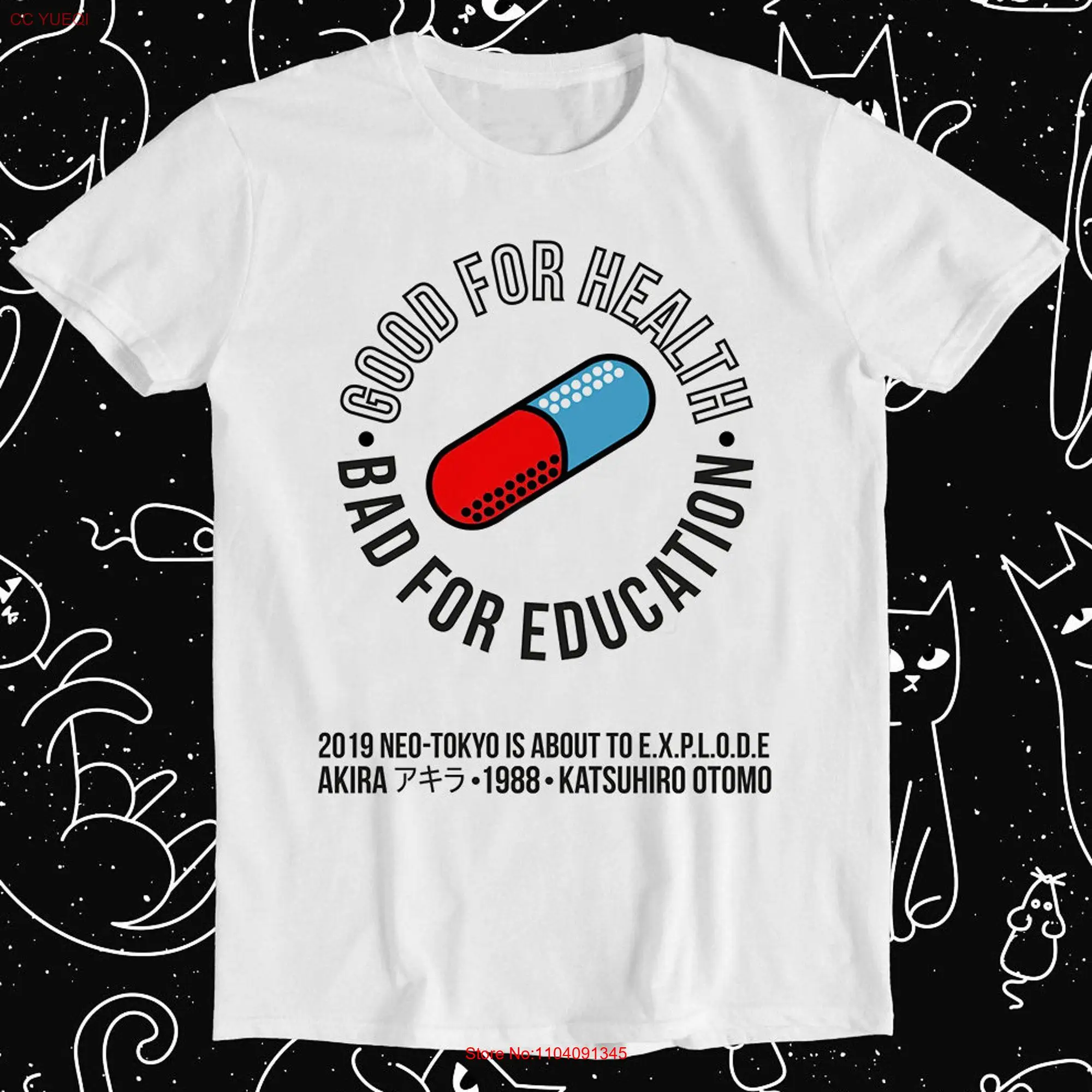 Neo Tokyo Good Health Bad Education Manga Music Retro Funny Art Drawing Gamer Anime Cult Meme Movie Top T Shirt 1137