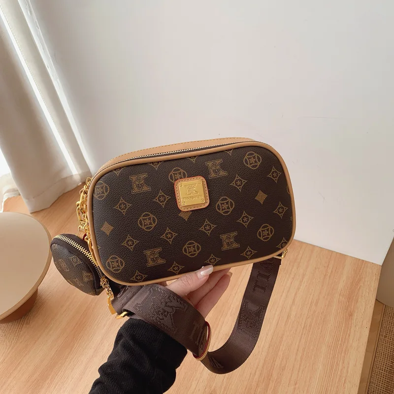 

Многослойная маленькая квадратная сумка с ретро-принтом - простая женская сумка через плечо или на пояс.