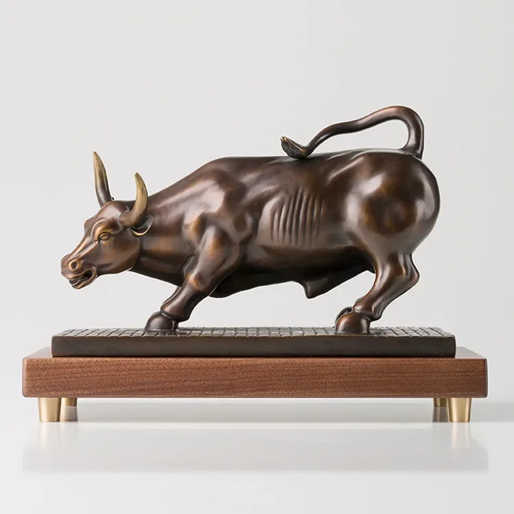 Metal Crafts Art Table Decoration, Trinkets Animal Sculpture Interior Bronze Bull Statue Statue