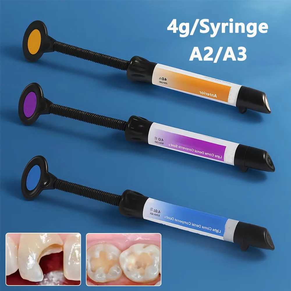 

4g/Syringe Dental Composite Resin Light Cure Nano Hybrid Universal Enamel Dentin A2/A3 Shades for Anterior Posterior Restoration