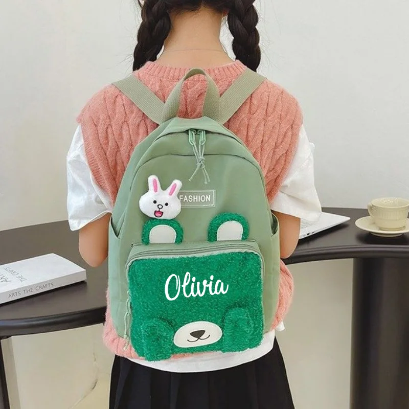 Mochila de jardim de infância, mochila leve para sair, mochila infantil personalizada Ccute Rrabbit para meninas