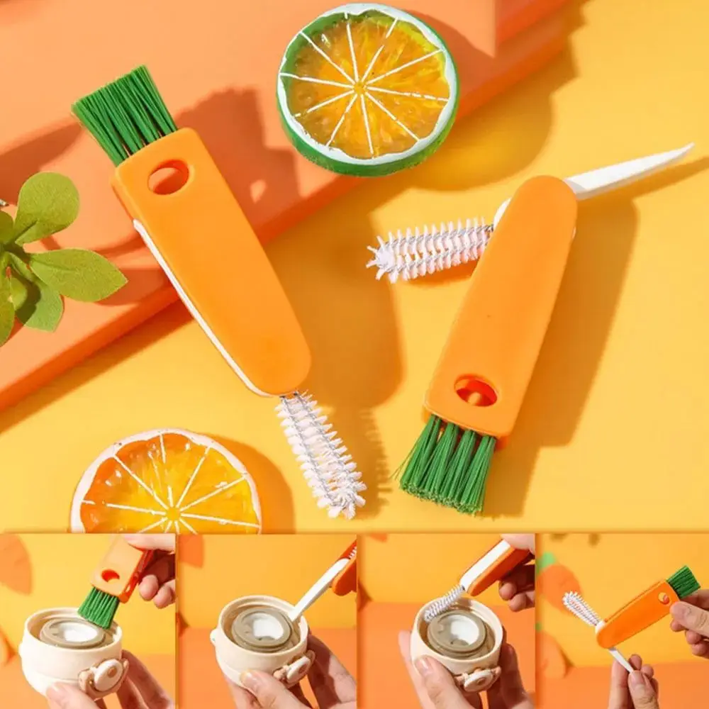 

Cartoon Bottle Gap Cleaner Brush 360° Rotatable Multi-Functional Cup Crevice Cleaning Brush Straw Cleaner Flexible Design