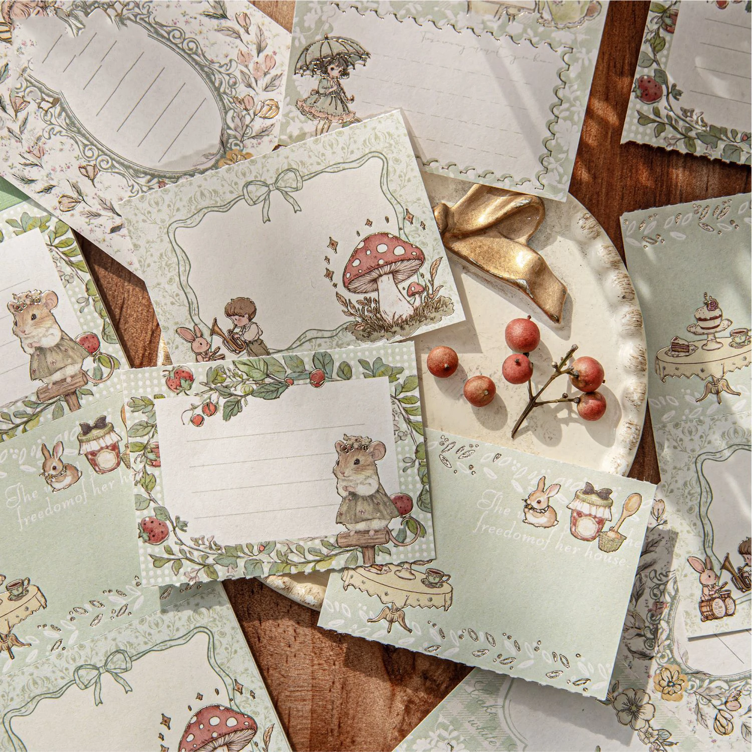 Tea Party Series Vintage Fairy Tale Flower Border Landscape Memo Pad Creative DIY Junk Journal Material Collage Stationery