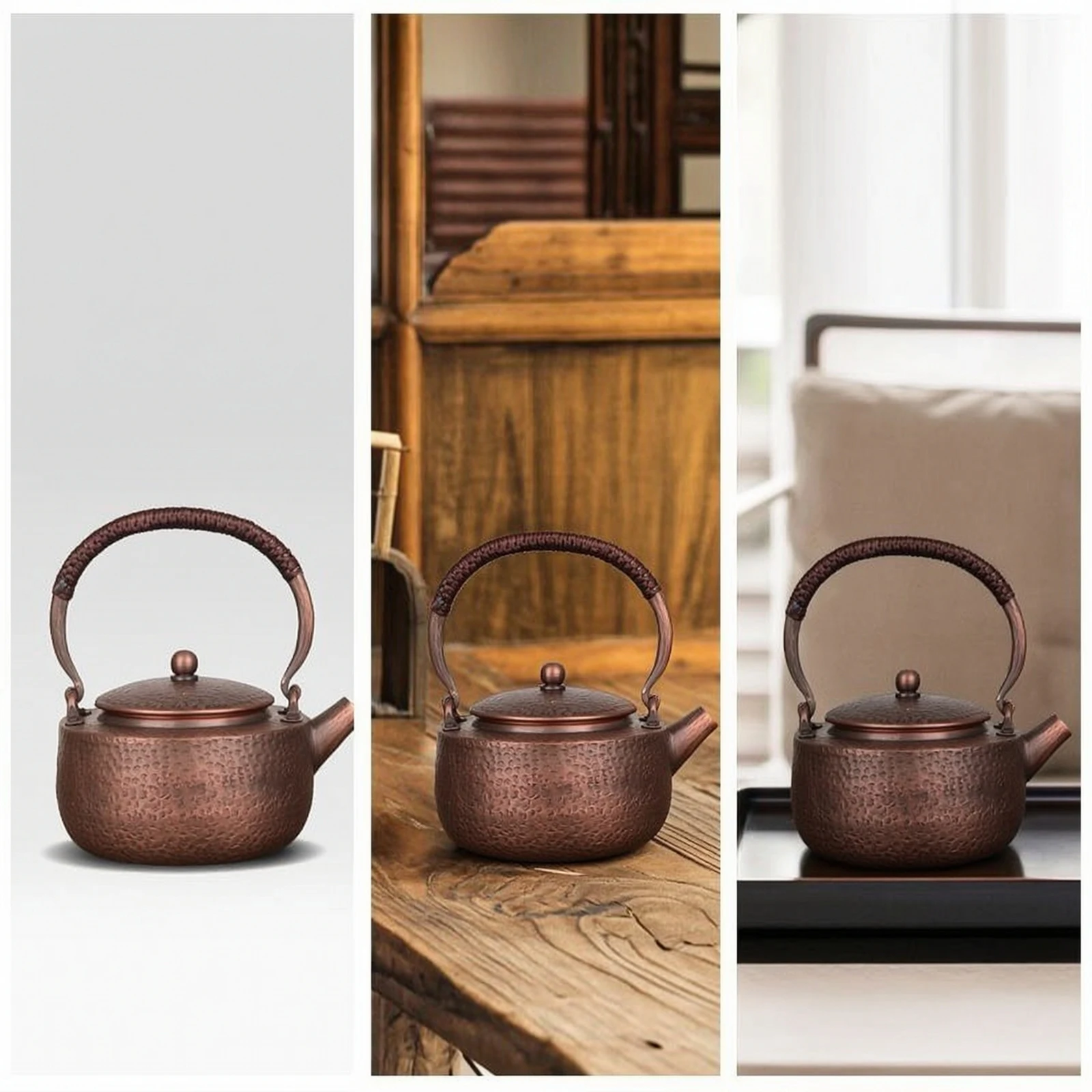 Hammered Copper Teapot Handmade Teaware Tea Vessel Heat-Conductive Pot Sturdy for Collectors, Kitchen