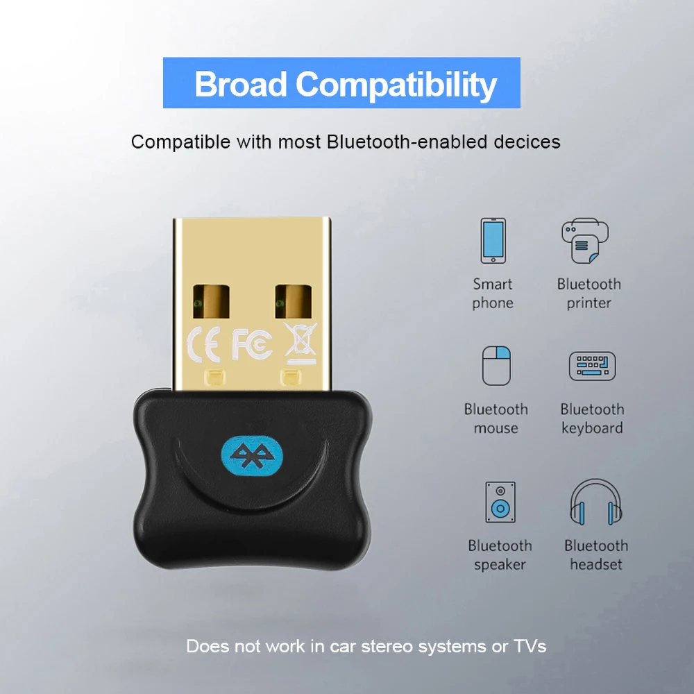 Drive Gratis USB Bluetooth-adapter Bluetooth 5.0 Muziek Audio-ontvanger Zender voor PC Laptop Muis Toetsenbord USB-zender