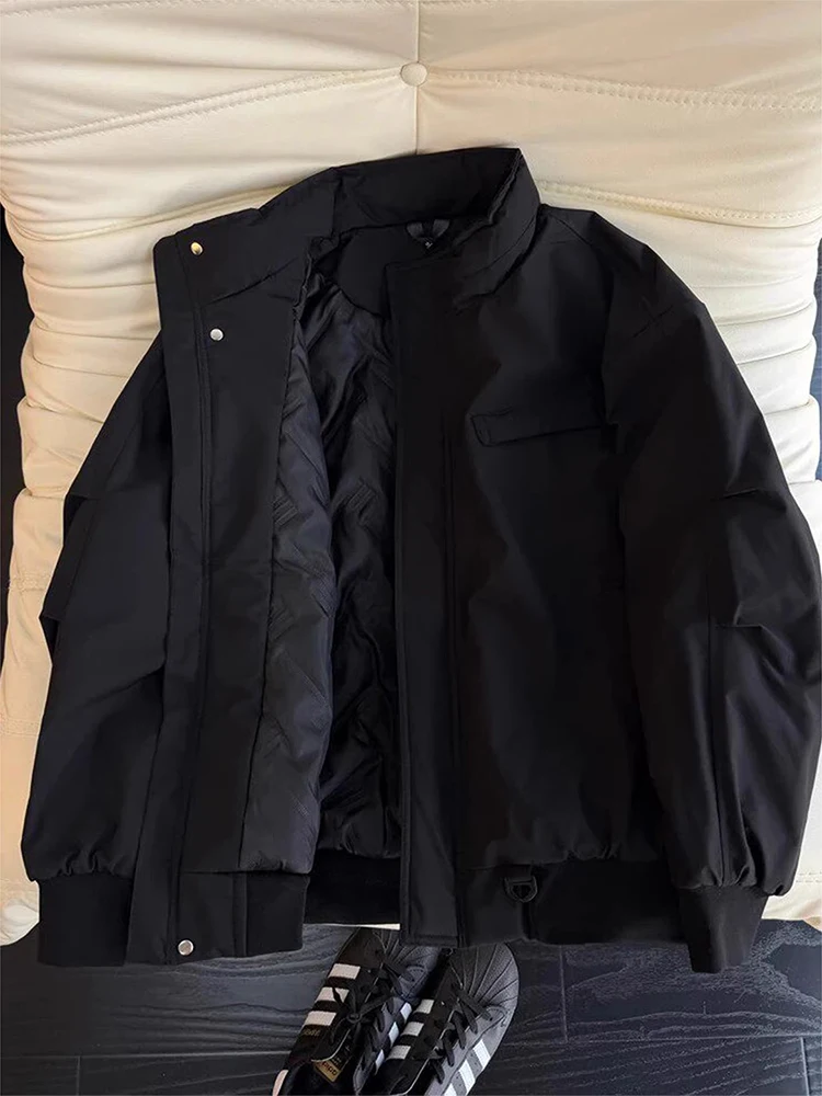 

American Retro Thiened Stand Collar Cotton Jaet Men's Sle Autumn Winter Outdoor Workwear Flight Jaet Tee-proof down...