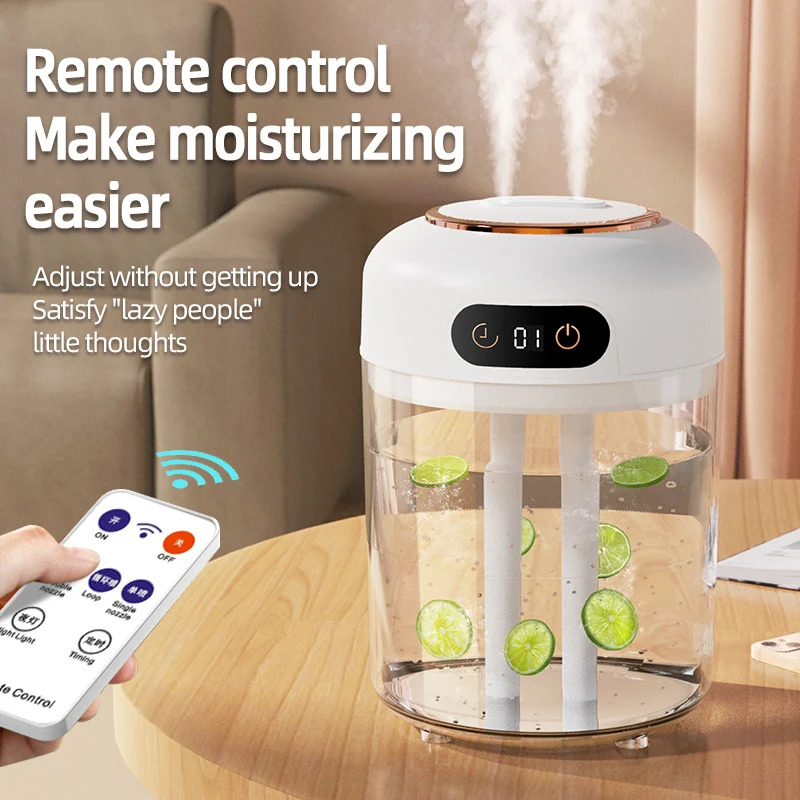 Dual Nozzle 4.5L Large Capacity Digital Home Aromatherapy Humidifier,  Remote ControlUSB Bedroom Desktop Air Humidifier