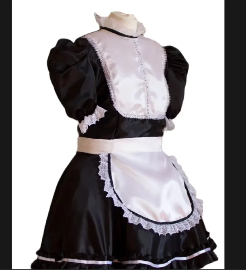 

Adult Hot Selling New Sissy Black Lovely Lace Collar French Maid Dress Customization