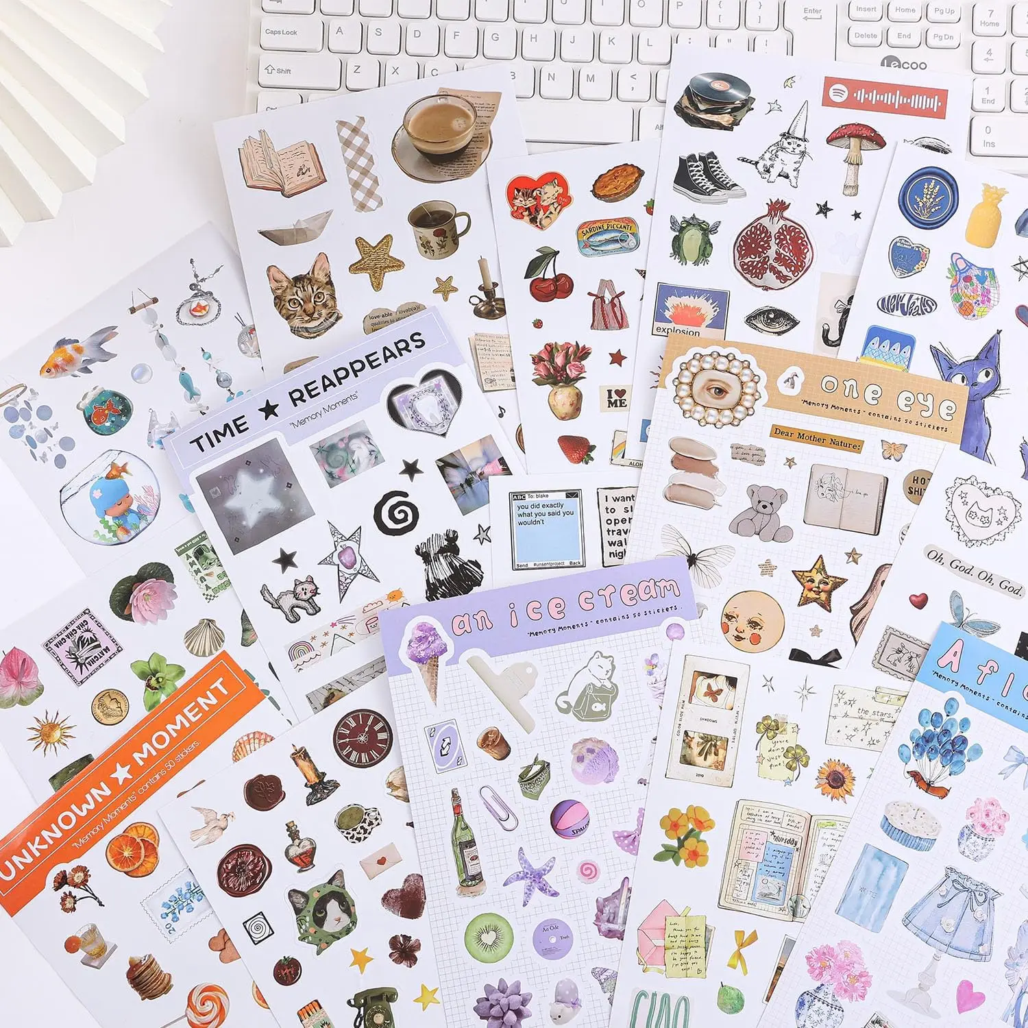 Moment Paper 50 Patterns Scrapbooking Sticker Book, Animal Plant Fruit Aesthetic Decals for DIY Craft Planner Journal