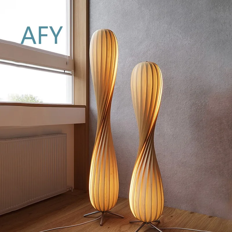 Japanese Wabi Sabi Floor Lamp for Living Room Bedroom Sofa Side Decorative Lighting Fixture for Mid Century Modern Wood Art