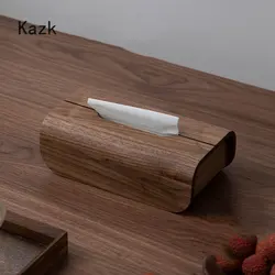 Nordic Black Walnut Wood Tissue Boxes Living Room Modern Decor Tissue Holder Cover Napkin Holder Storage Box Home Decoration