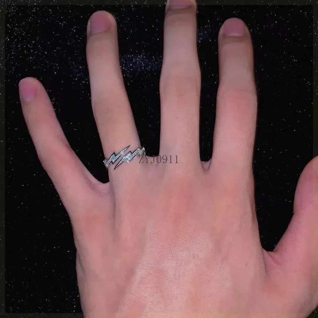 2024 جديد فضي اللون البرق خواتم مفتوحة للنساء الرجال العصرية غير النظامية السبابة البنصر شخصية الهيب هوب مجوهرات هدية