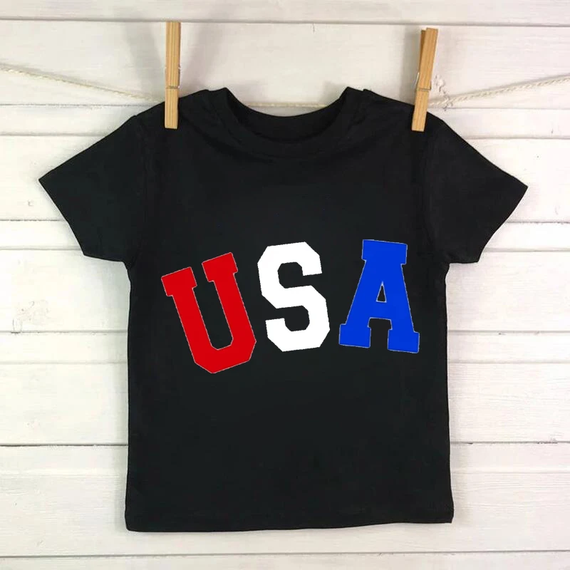 

New 2-9T Toddler Kid Baby Boys Girls Clothes Summer USA T Shirt Short Sleeve Graffiti Print Tshirt Children Top Infant Outfit