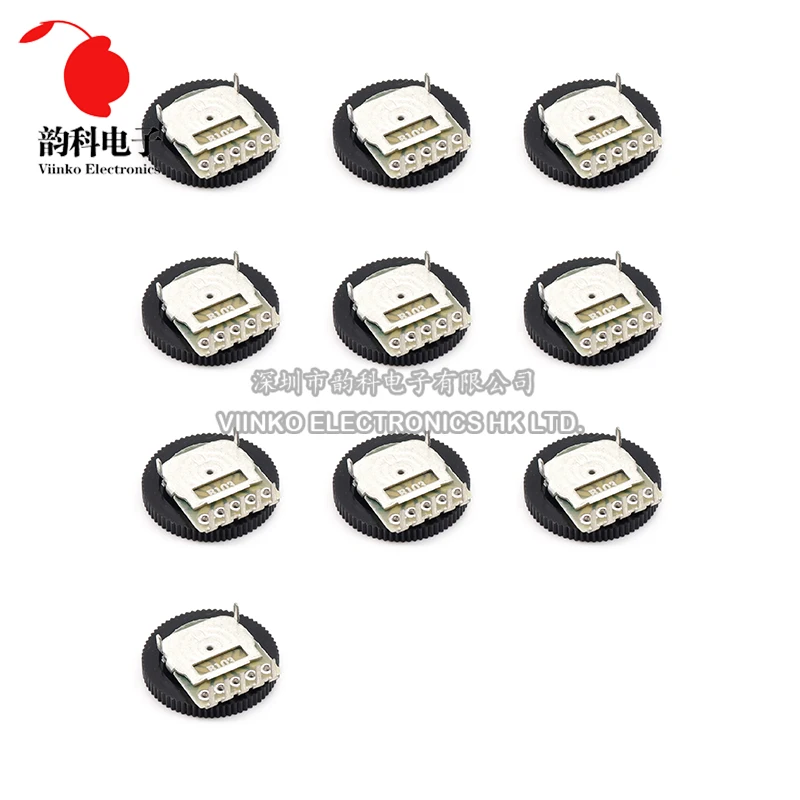 10pcs Double Dial Taper Volume Wheel Duplex potentiometer B102 B103 B203 B503 B104 1K 2K 5K 10K 20K 50K 100K 3Pin 5Pin 16*2mm