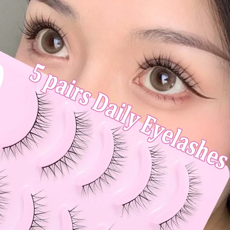 5 Paar Wimpern Bündel Wimpern natürliche wispy falsche Wimpern Wimpern Manga Wimpern unsichtbares Band weiche natürliche Wimpern verlängerung