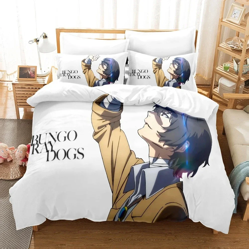 New Anime Bungo Stray Dogs Bedding Set Double Twin King Duvet Cover Comforter Pillowcase Boys Girls Adults Bedroom Home Textiles