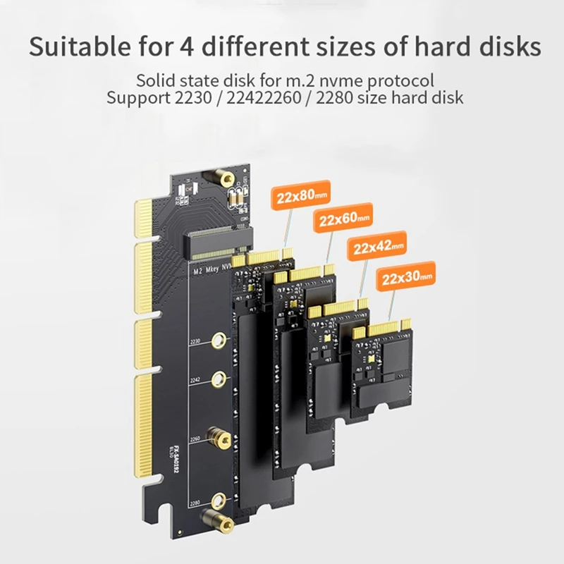 Nvme Pcie 4.0 Adapter With Heatsink Pcie Nvme Adapter 64Gbps Pcie Nvme M.2 Adapter For M.2 SSD M Key/B&M Key