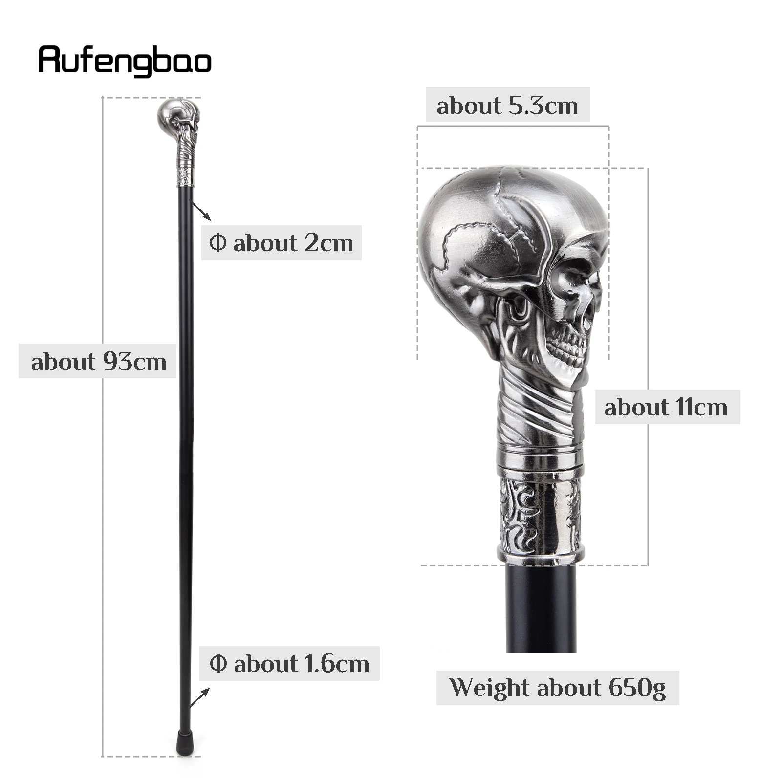 Skull Head Steampunk Luxury Single Joint แฟชั่นเดิน Stick ตกแต่ง Cosplay Party เดิน Cane ฮาโลวีน Crosier 93 ซม