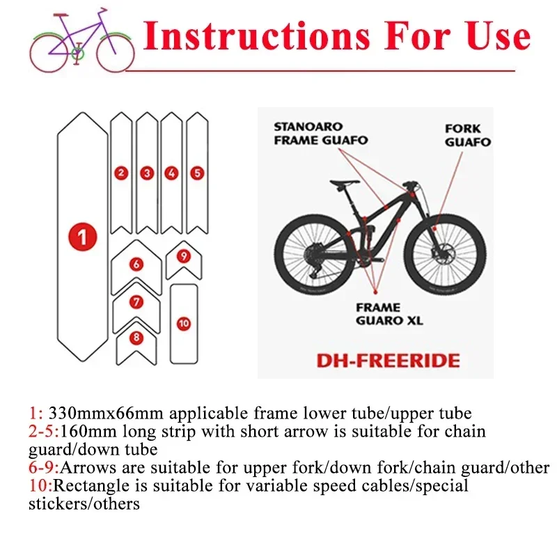 ENLEE Bicycle Frame Sticker Scratch-Resistant Mountain Road Bike Stickers Waterproof 3D Protection Sticker Cycling Accessories