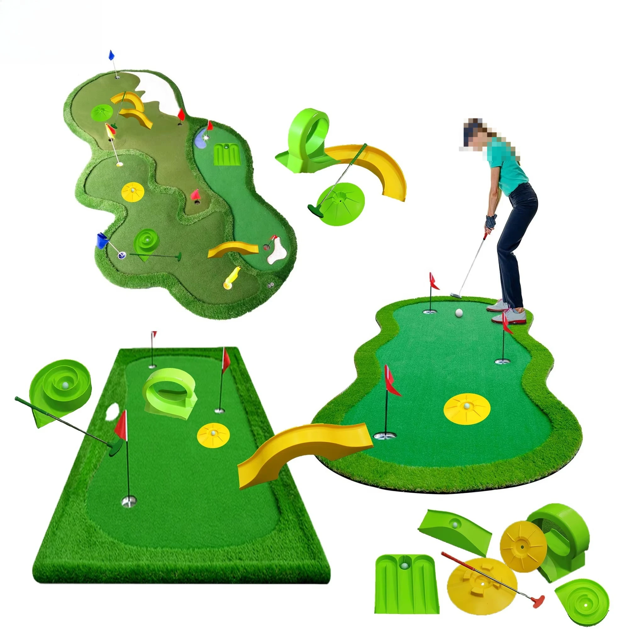 Factory Mini Golf Set Putter Green Obstacles & Children's and Adult Golf Training Practice Equipment