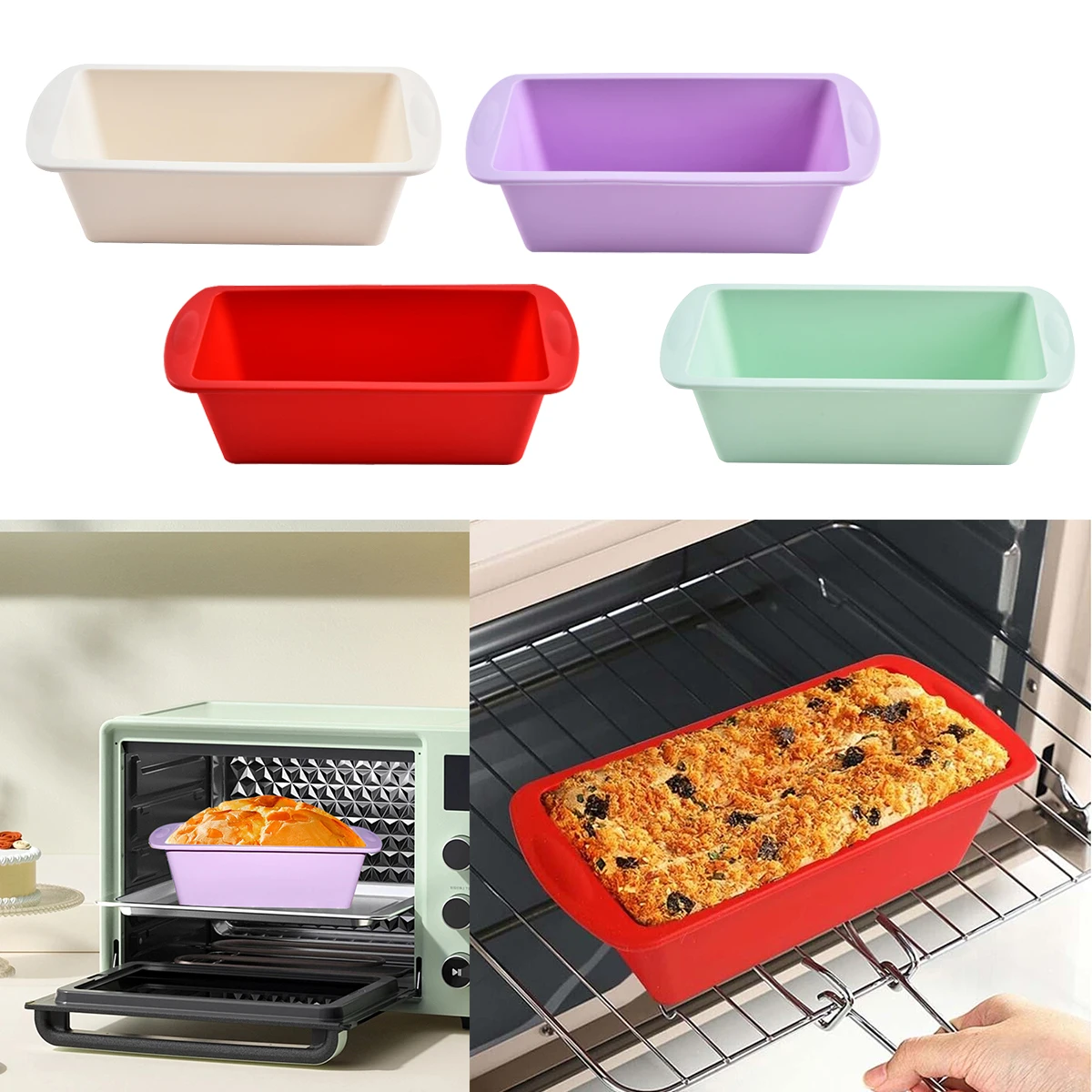 

4Pcs NEW Household Rectangular Silicone Mold Candy Toast Mould Easter Bread DIY Kitchen Supplies Cake Bakeware Pan Baking Tools