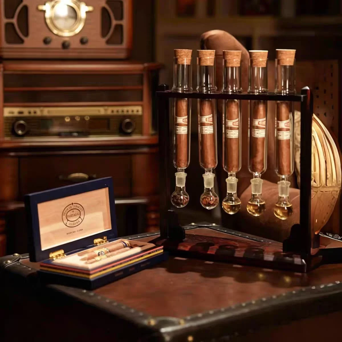 Wooden‑Plug Cigar Humidor Tube, Optional Sphere‑Base Non‑Base Design, Cigar Flavor Injector for Scent Maintaining