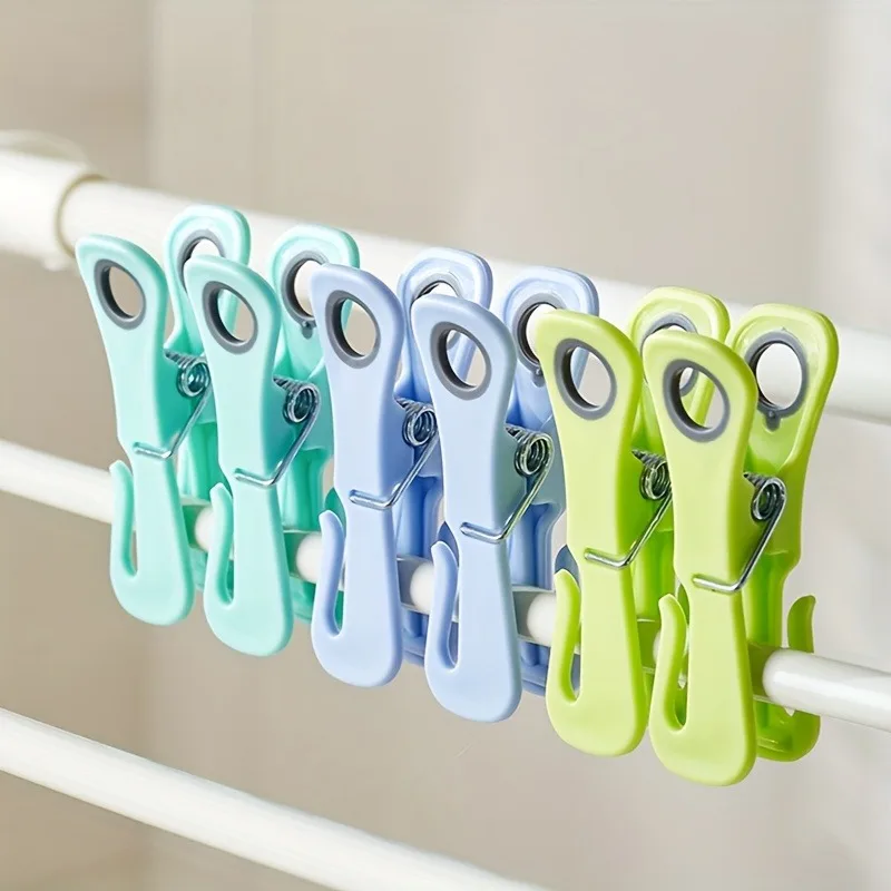 Plastic ClothesPins Out Door 24 Pack with Storage Box, Clips with Non-Slip No-Trace Design for Laundry, Towels, Crafts, Picture