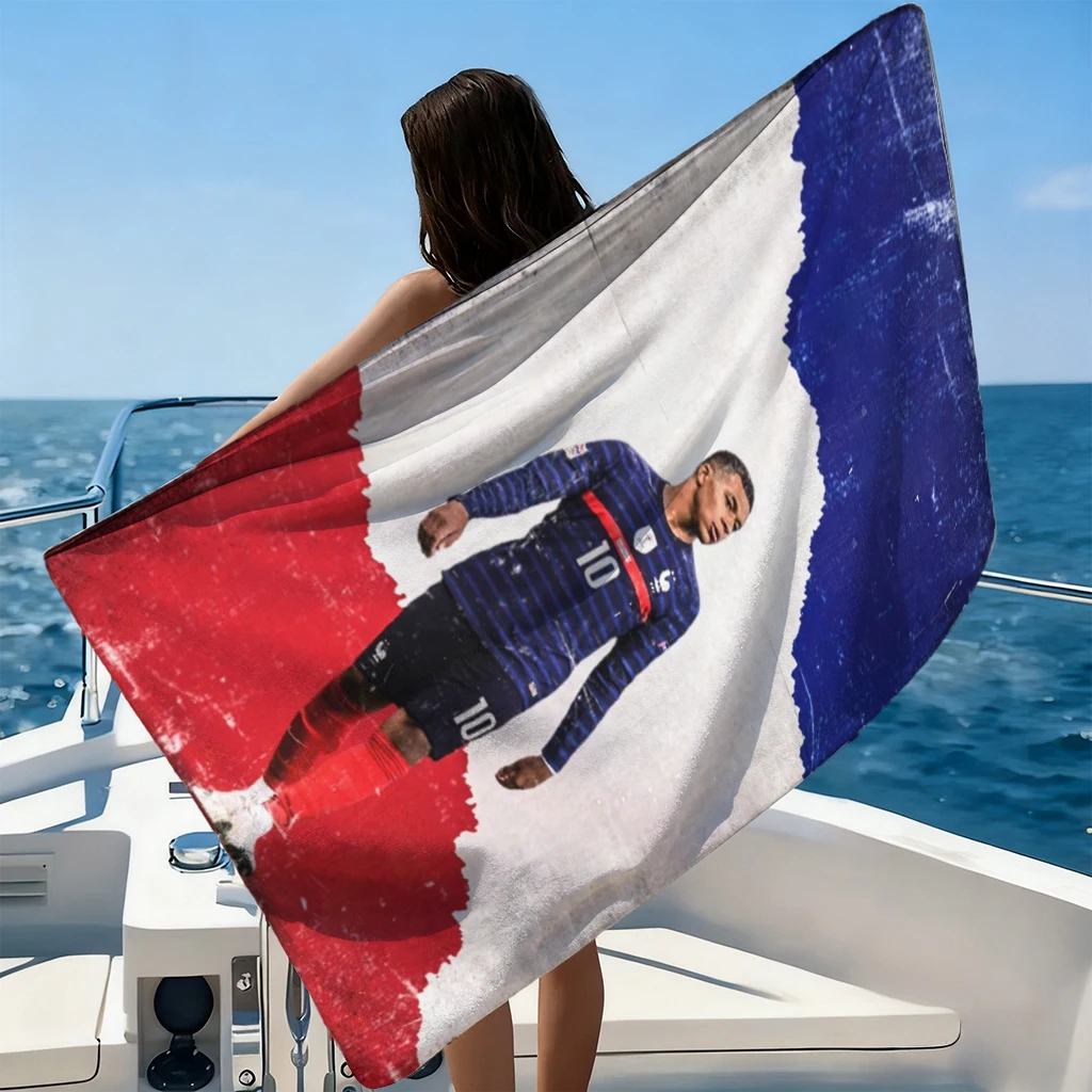 Mbappé France NO.10 Beach Towel Soccer Cup Large Quick-drying Towel Suitable for Beach Yoga Pool Gym Sport Summer Towel