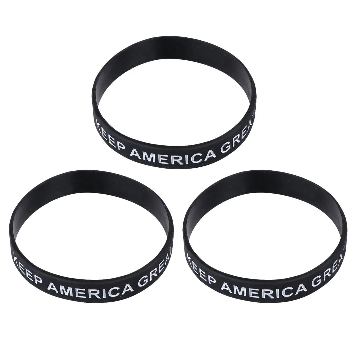 

3 PCS Bracelet Flexible Wristbands Silicone Straps Party American Flag Black