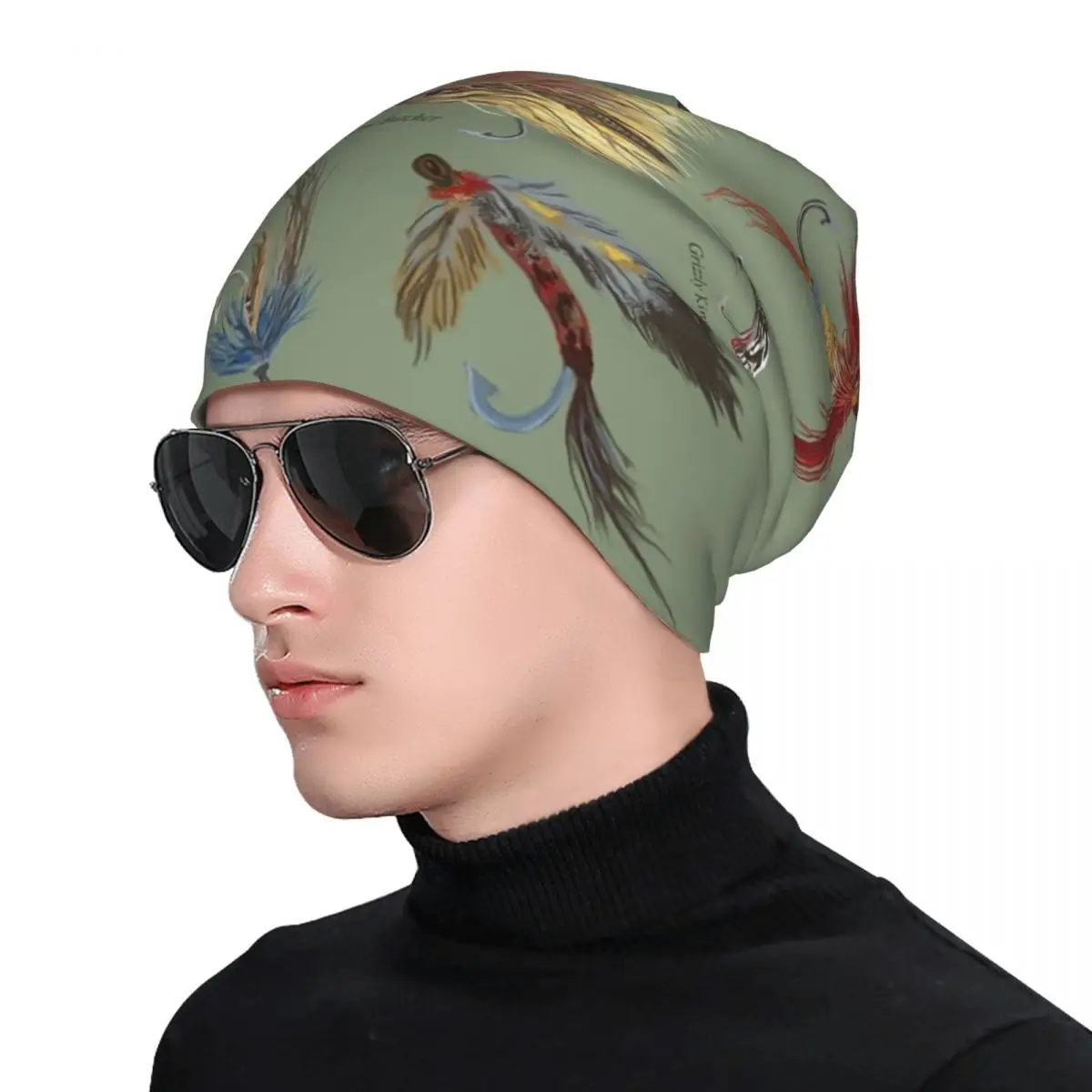 

Fly Fishing With Hand Tied Flies Skullies Beanies Hats Warm Autumn Winter Outdoor Cap Knitted Bonnet Caps for Unisex Adult