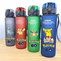 Pokemon Red Blue Green Gray Portable Plastic Cartoon Outdoor Large Capacity Sports Water Bottle 560ML Squirtle Pikachu Charizard