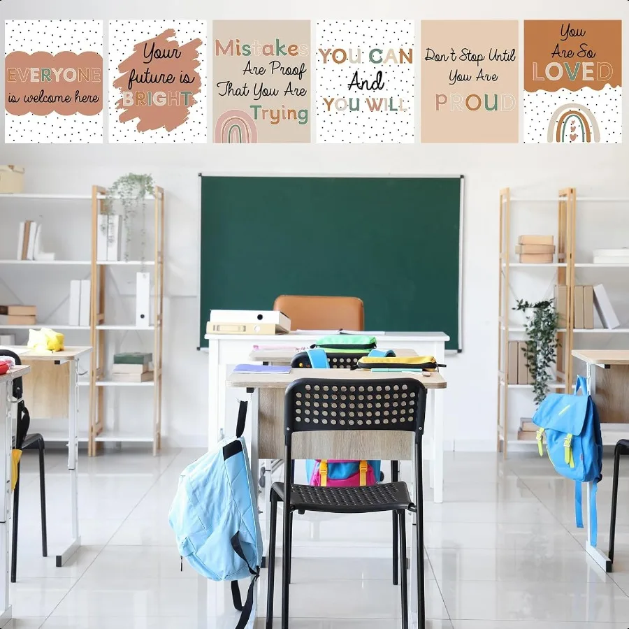 Nezyo 12 قطعة بوهو رسمت النقاط الفصول الدراسية الملصقات منقطة قوس قزح ملهمة جدار الفن التعليمية ملصق للفتيات بوهو Cl