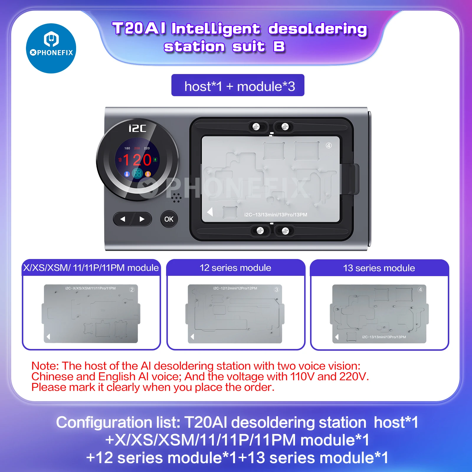 i2C T20 AI Intelligent Desoldering Pre-Heating Station For iPhone X - 15 Pro Max Android PCB IC Motherboard Separating Platform