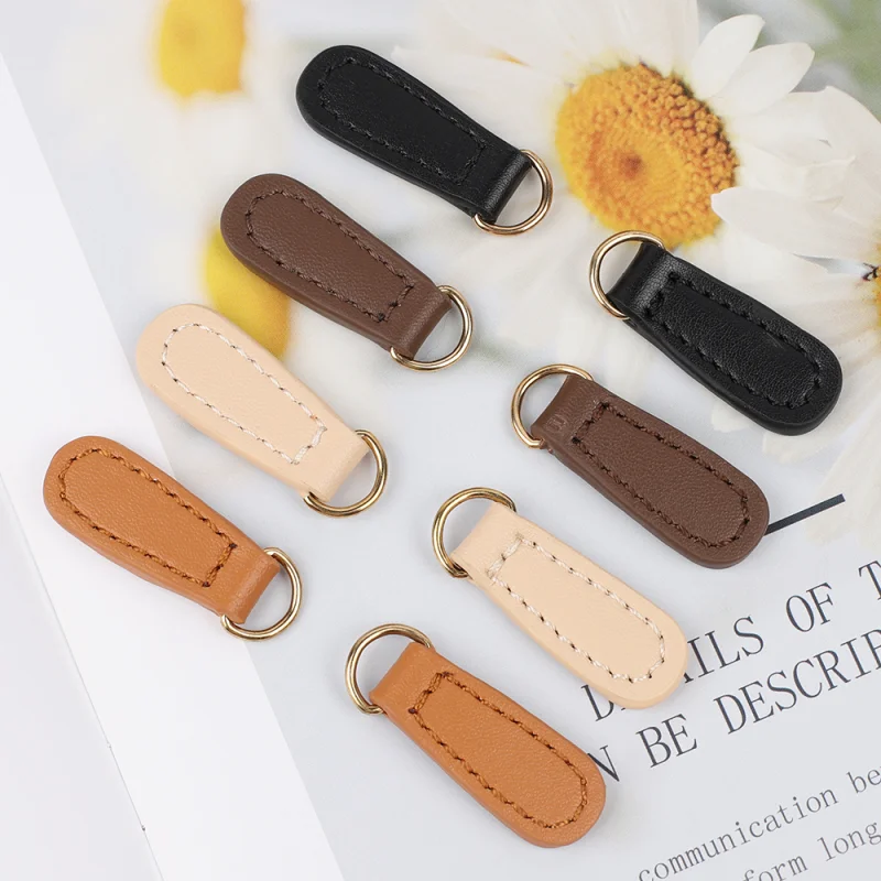 2Pc Genuine Leather Zipper Tag Zip Head Fixer Zip Sliders Diy Sewing Clothing Backpack Bag Accessories Repair Zipper Pull Puller