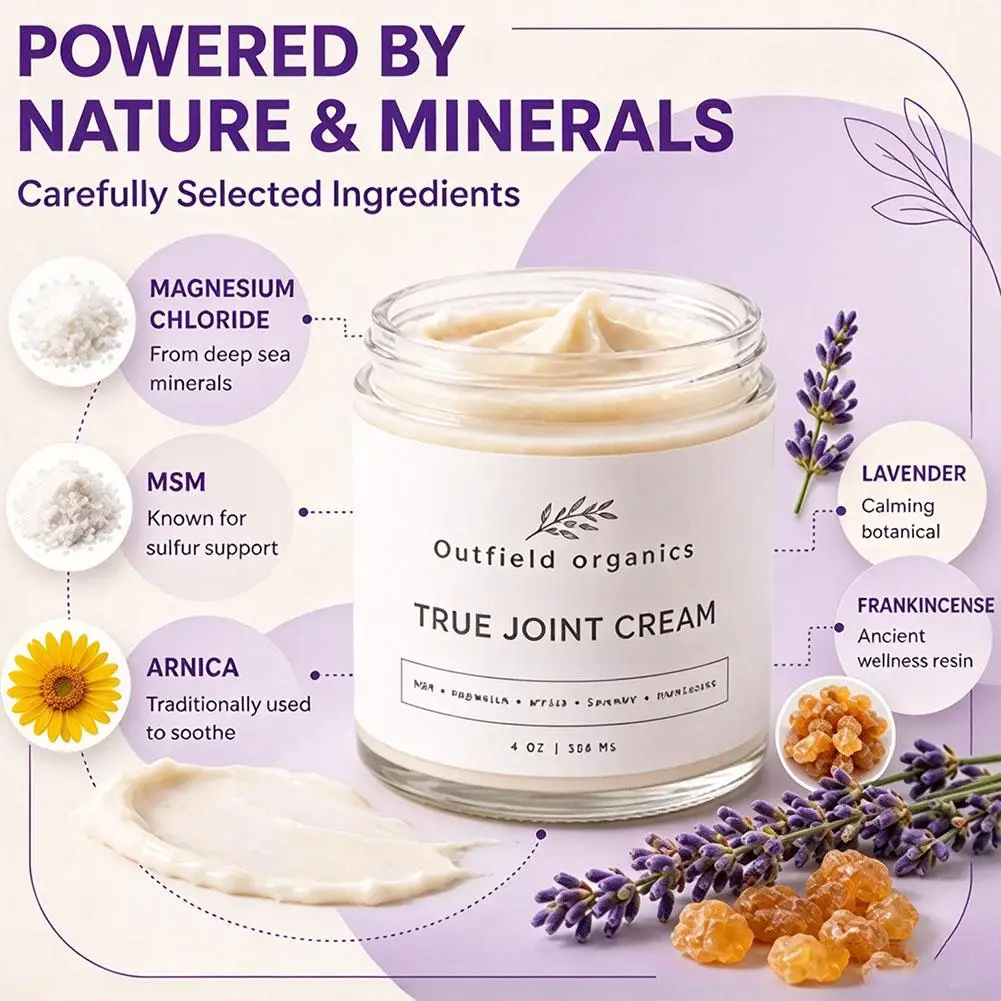 Natural Joint Cream Soothing Hydrating Muscle Joint Discomfort Fast Absorb Non Greasy Herbal Mineral Infused Body Care Cream