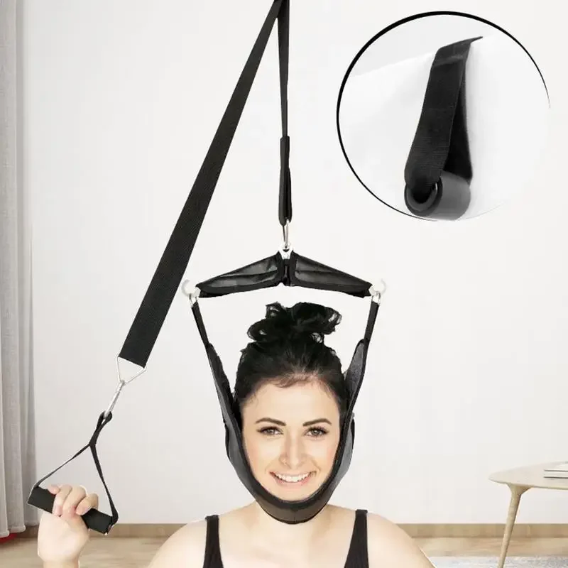 

1set Cervical Neck Traction Hanging Device Soft Neck Stretching Belt Pain Relief Medical Neck Orthosis Adjustable Traction Frame