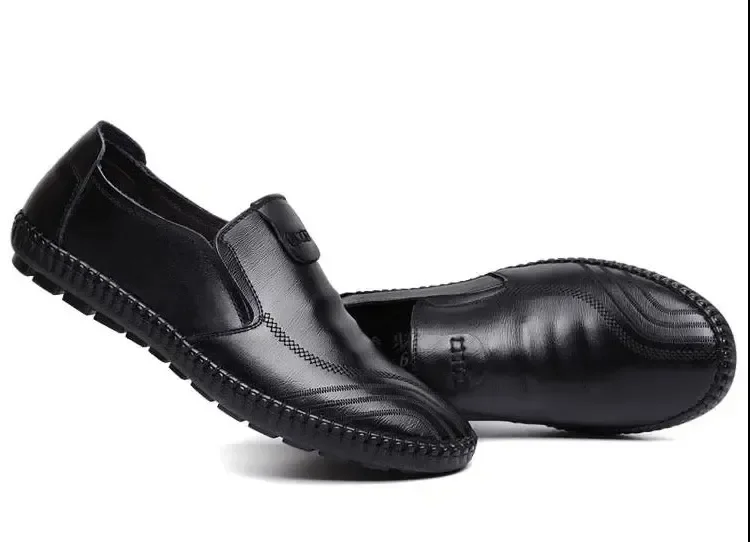 

Waterproof Casual Men's Leather Shoes Classic Fashionable Trendy Walking Sneakers Office Business Comfortable Boots Black Brown