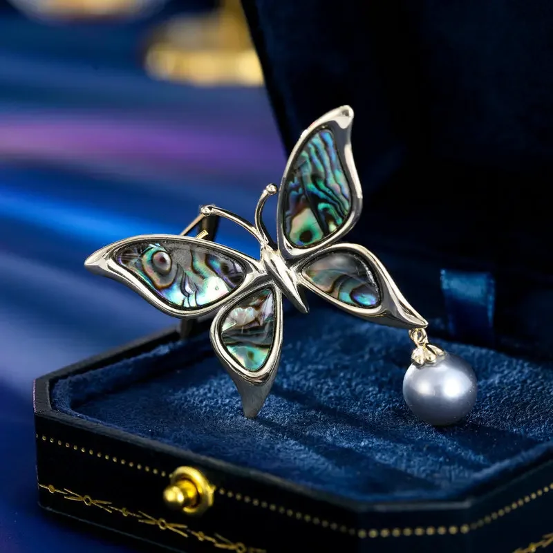 102 إكسسوارات سترة بدلة الخريف والشتاء للنساء، أذن البحر الملونة الطبيعية، الصدفة، اللؤلؤ، دبابيس الفراشة