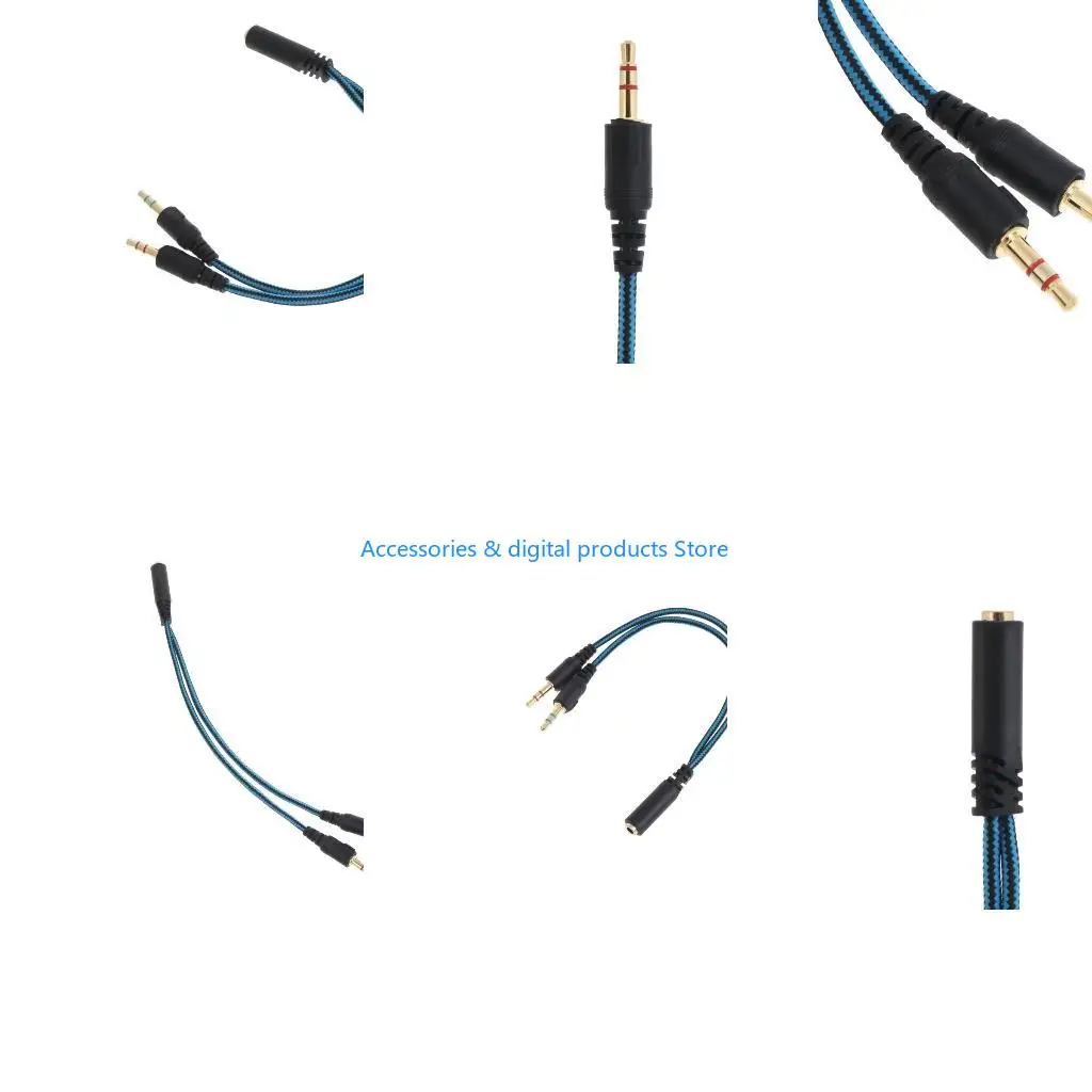 77JD audios Stereo plugs Earphones Port to Gaming Speaker Headphone Mic Cord Cable