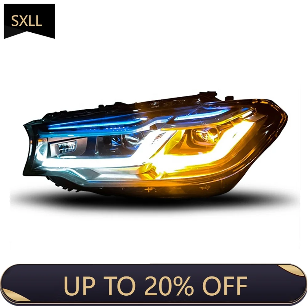 SXLL G30 G38 M5 إشارة توجيه المصابيح الأمامية بالليزر شعاع بعيد وقريب من ملحقات مصباح العدسة (تغيير المصد) غطاء رأس للسيارات
