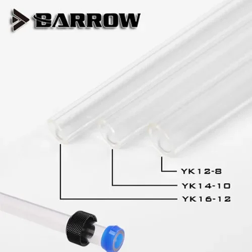 Barrow  500mm Acrylic Hard Tubes Transparent / White High Quality 8*12mm/10*14mm/12*16mm for computer water cooling Pipe 2pcs