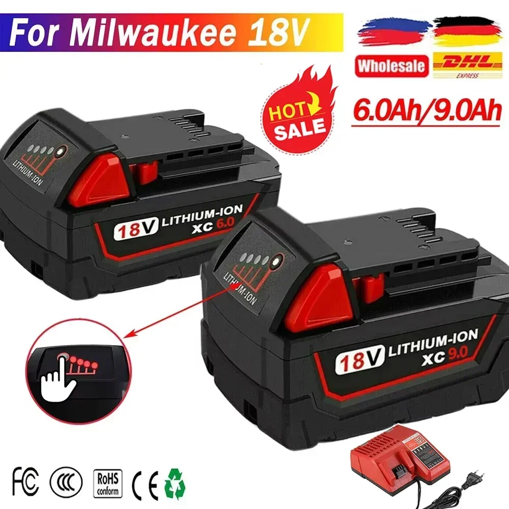 

For Milwaukee M18 Battery 12000mAh 18V Rechargeable Battery For Milwaukee Tool M18B5 XC 48-11-2402 48-11-2411 2604-22